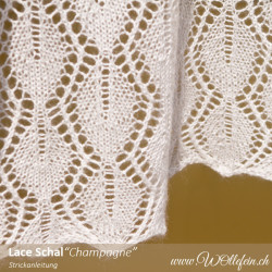 Champagne Lace Schal Strickanleitung auf Deutsch. Design Ekaterina Arndt wollefein-shop.ch