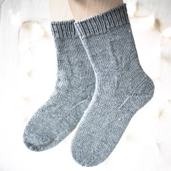 Hand-knitted warm socks for men with. Sizes 40-41 to 42 with color stripes. Made by Wollefein